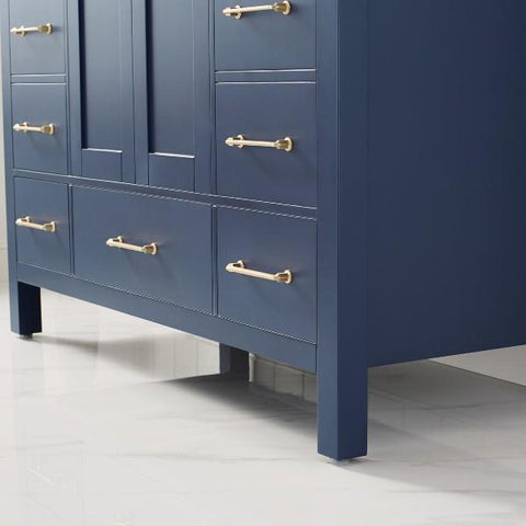 Image of Vinnova Gela 48" Modern Royal Blue Single Sink Vanity w/ Carrara Marble Countertop 723048-RB-CA-NM