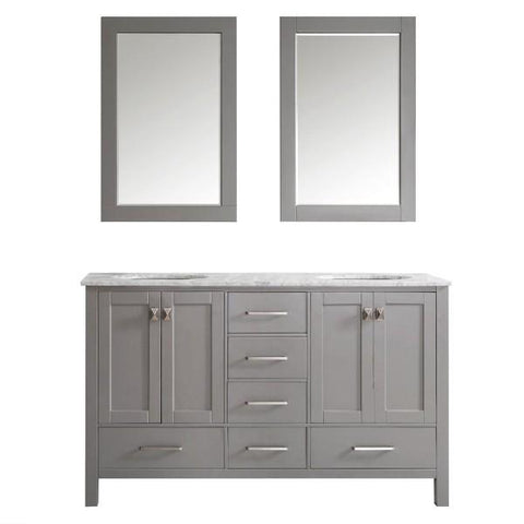 Image of Vinnova Gela 60" Modern Grey Double Sink Vanity Set 723060-GR-CA-NM