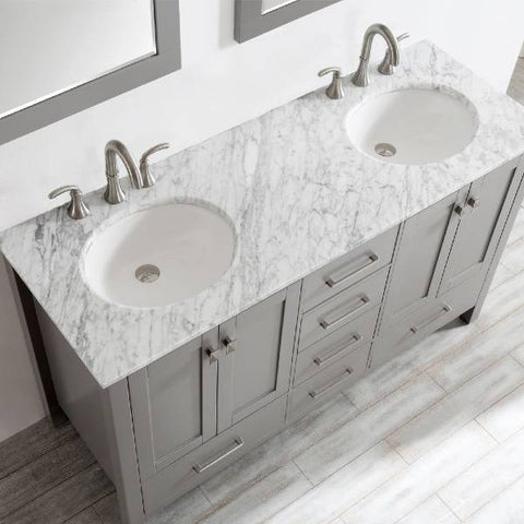 Image of Vinnova Gela 60" Modern Grey Double Sink Vanity Set 723060-GR-CA-NM