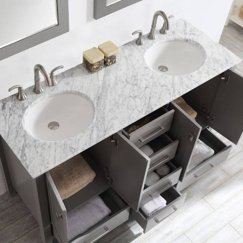 Image of Vinnova Gela 60" Modern Grey Double Sink Vanity Set 723060-GR-CA-NM