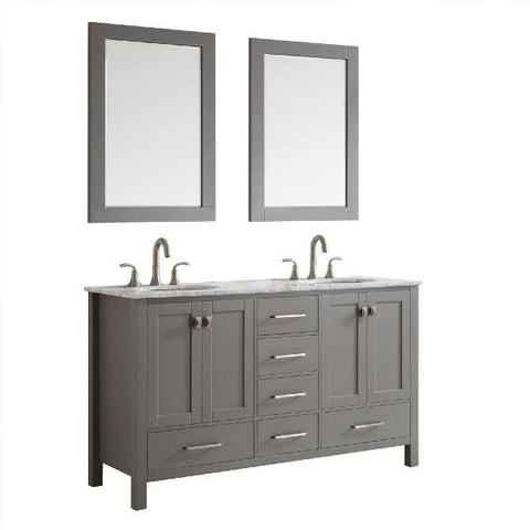Image of Vinnova Gela 60" Modern Grey Double Sink Vanity Set 723060-GR-CA-NM