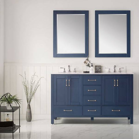 Image of Vinnova Gela 60" Modern Royal Blue Double Sink Vanity Set 723060-RB-CA
