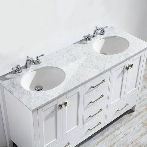 Image of Vinnova Gela 60" Modern White Double Sink Vanity 723060-WH-CA-NM 723060-WH-CA-NM