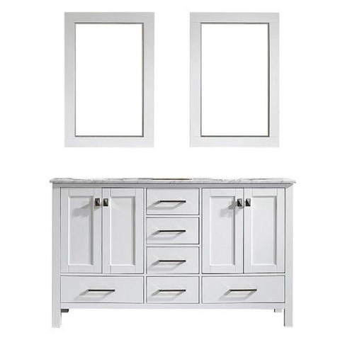 Image of Vinnova Gela 60" Modern White Double Sink Vanity Set 723060-WH-CA