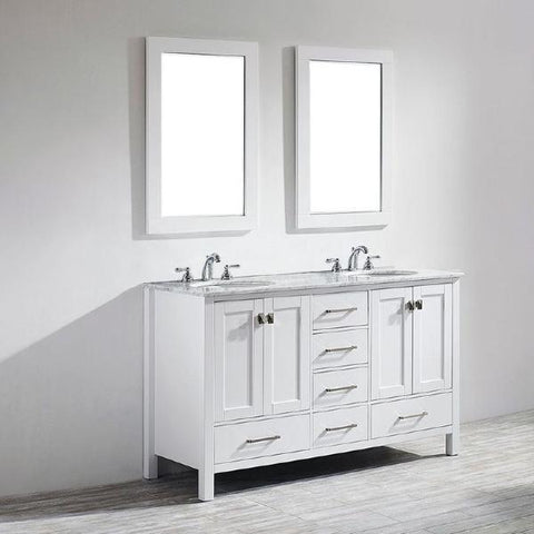 Image of Vinnova Gela 60" Modern White Double Sink Vanity Set 723060-WH-CA