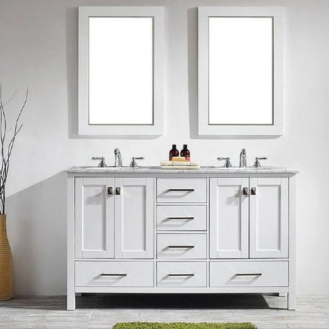Image of Vinnova Gela 60" Modern White Double Sink Vanity Set 723060-WH-CA