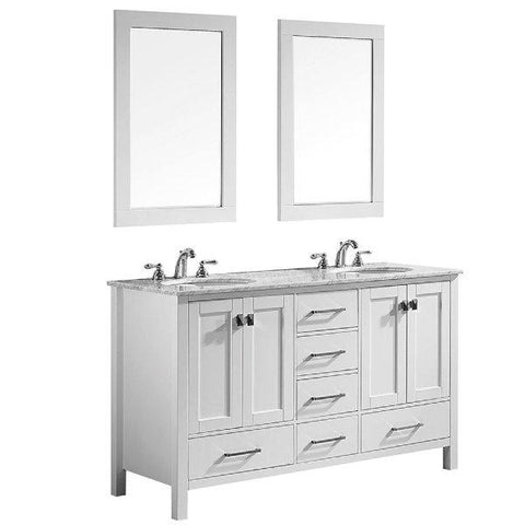 Image of Vinnova Gela 60" Modern White Double Sink Vanity Set 723060-WH-CA