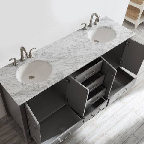 Image of Vinnova Gela 72" Modern Grey Double Sink Vanity 723072-GR-CA-NM 723072-GR-CA-NM