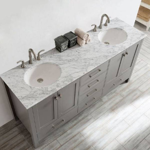 Image of Vinnova Gela 72" Modern Grey Double Sink Vanity 723072-GR-CA-NM 723072-GR-CA-NM