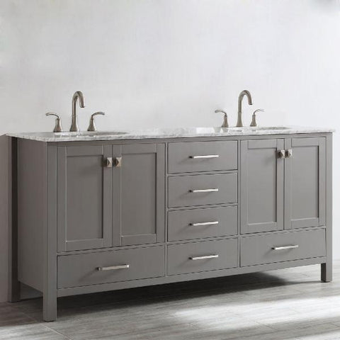 Image of Vinnova Gela 72" Modern Grey Double Sink Vanity 723072-GR-CA-NM 723072-GR-CA-NM