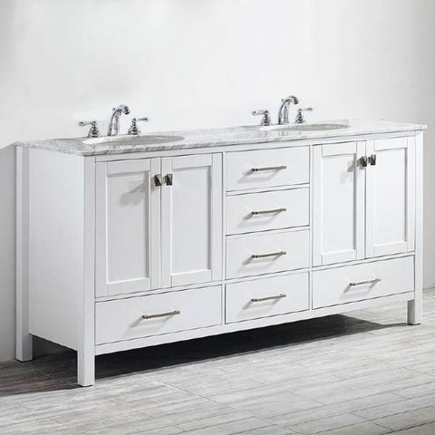 Image of Vinnova Gela 72" Modern White Double Sink Vanity 723072-WH-CA-NM