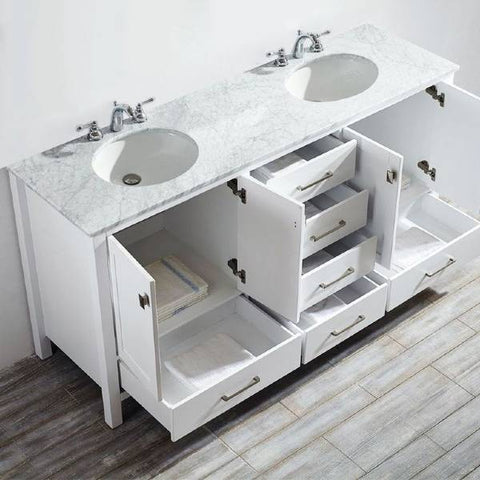 Image of Vinnova Gela 72" Modern White Double Sink Vanity 723072-WH-CA-NM