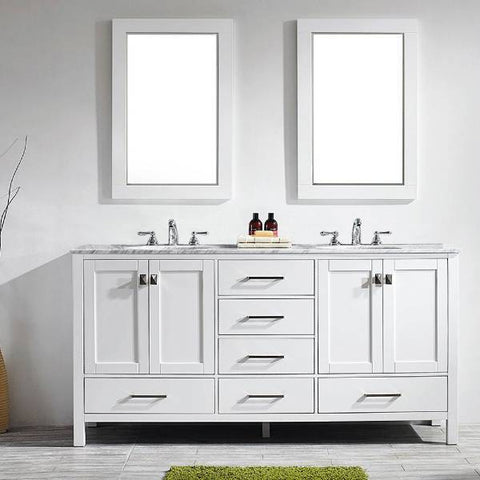 Image of Vinnova Gela 72" Modern White Double Sink Vanity Set 723072-WH-CA