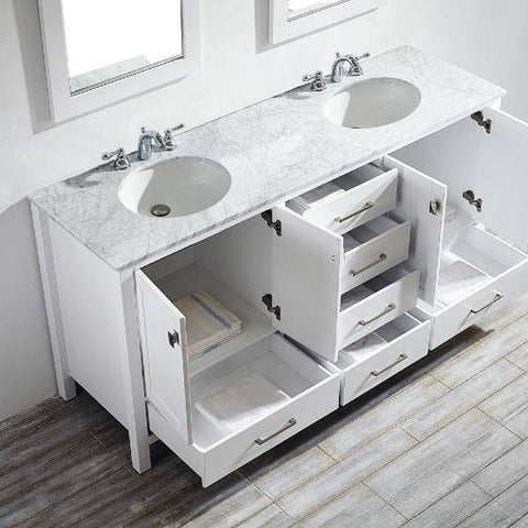 Image of Vinnova Gela 72" Modern White Double Sink Vanity Set 723072-WH-CA