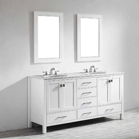 Image of Vinnova Gela 72" Modern White Double Sink Vanity Set 723072-WH-CA