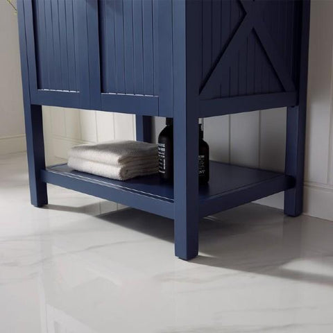 Image of Vinnova Modena 28” Modern Royal Blue Single Vessel Sink Vanity Set w/ Glass Countertop 756028-RB-BG