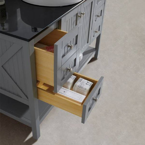 Image of Vinnova Modena 36” Contemporary Grey Single Sink Vanity Set w/ Glass Countertop