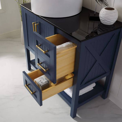 Image of Vinnova Modena 36” Contemporary Royal Blue Single Sink Vanity with Glass Countertop 756036-RB-BG-NM