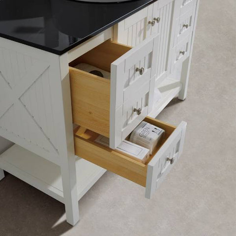 Image of Vinnova Modena 36” Contemporary White Single Sink Vanity Set w/ Glass Countertop 756036-WH-BG