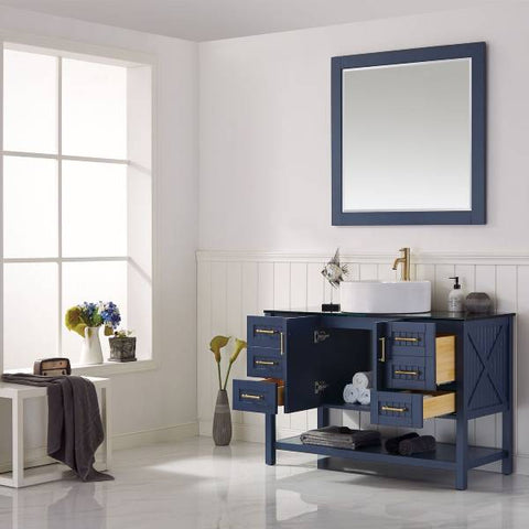 Image of Vinnova Modena 48" Modern Royal Blue Single Sink Vanity Set 756048-RB-BG 756048-RB-BG