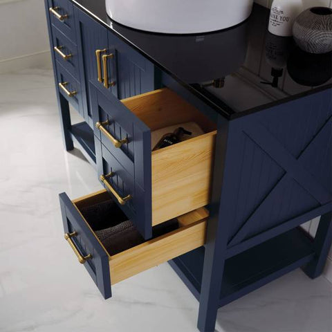 Image of Vinnova Modena 48" Modern Royal Blue Single Sink Vanity Set 756048-RB-BG 756048-RB-BG
