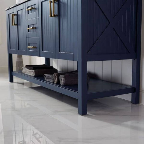 Image of Vinnova Modena 60" Modern Royal Blue Double Sink Vanity Set 756060-RB-BG 756060-RB-BG