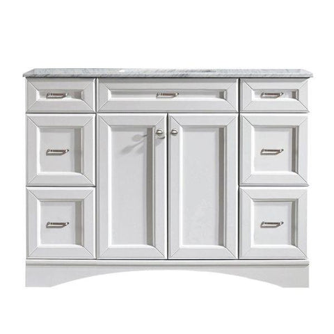 Image of Vinnova Naples 48" Transitional White Vanity w/ Carrara White Marble Countertop