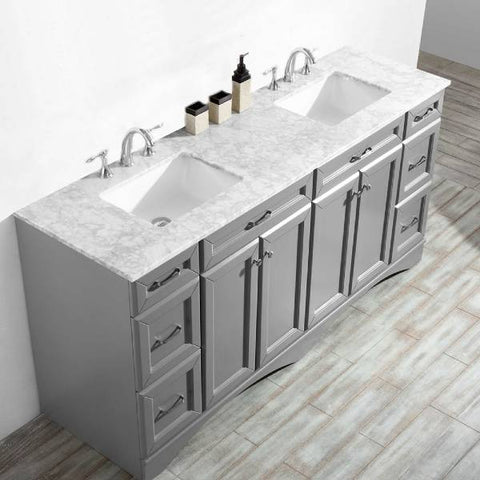 Image of Vinnova Naples 72" Transitional Grey Double Sink Vanity 710072-GR-CA-NM