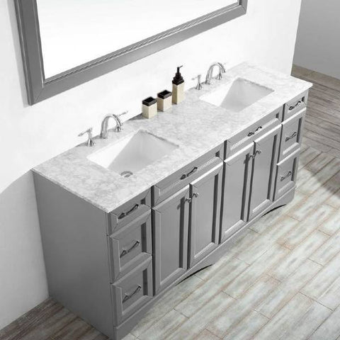 Image of Vinnova Naples 72" Transitional Grey Double Sink Vanity Set 710072-GR-CA