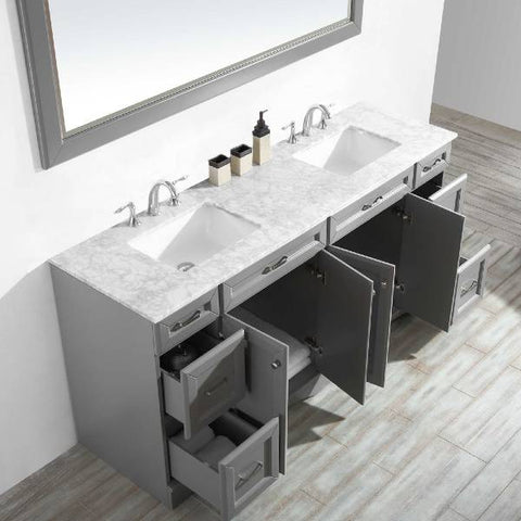 Image of Vinnova Naples 72" Transitional Grey Double Sink Vanity Set 710072-GR-CA