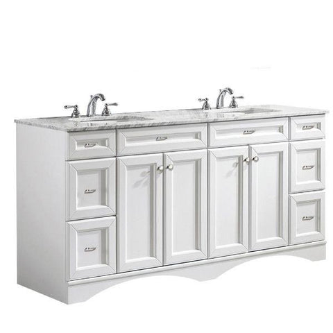 Image of Vinnova Naples 72" Transitional White Double Sink Vanity 710072-WH-CA-NM 710072-WH-CA-NM