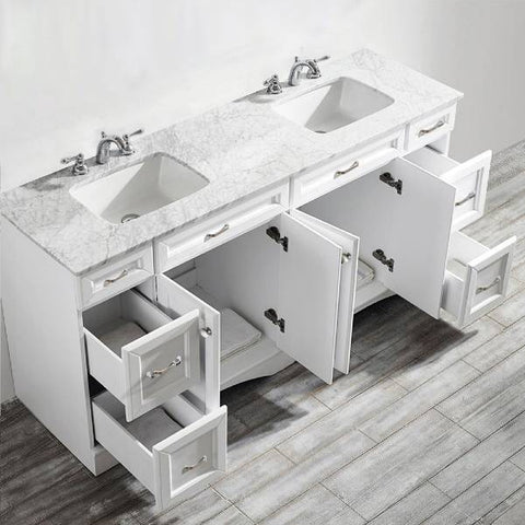 Image of Vinnova Naples 72" Transitional White Double Sink Vanity 710072-WH-CA-NM 710072-WH-CA-NM