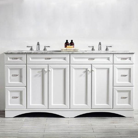 Image of Vinnova Naples 72" Transitional White Double Sink Vanity 710072-WH-CA-NM 710072-WH-CA-NM