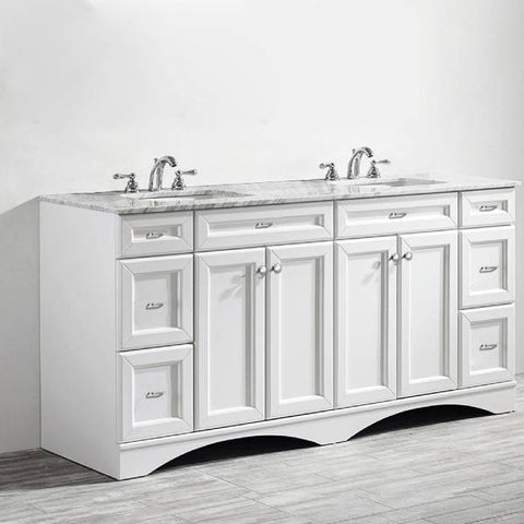 Image of Vinnova Naples 72" Transitional White Double Sink Vanity 710072-WH-CA-NM 710072-WH-CA-NM