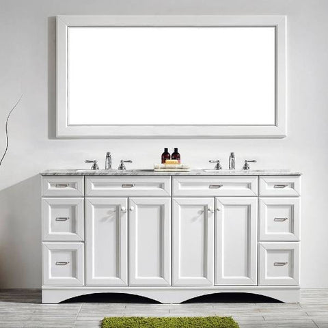 Image of Vinnova Naples 72" Transitional White Double Sink Vanity Set 710072-WH-CA