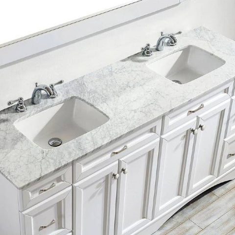 Image of Vinnova Naples 72" Transitional White Double Sink Vanity Set 710072-WH-CA