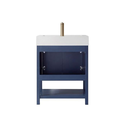 Image of Vinnova Pavia 28” Modern Royal Blue Single Sink Vanity Set with Acrylic under-mount Sink 755028-RB-WH