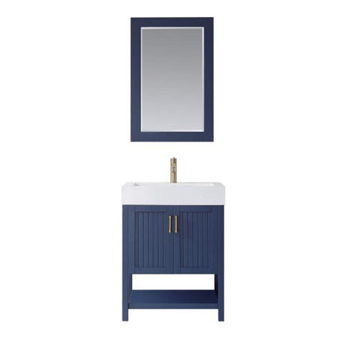 Image of Vinnova Pavia 28” Modern Royal Blue Single Vanity Set with Acrylic under-mount Sink