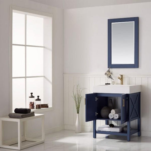 Image of Vinnova Pavia 28” Modern Royal Blue Single Vanity Set with Acrylic under-mount Sink