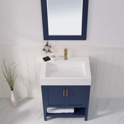 Image of Vinnova Pavia 28” Modern Royal Blue Single Vanity Set with Acrylic under-mount Sink