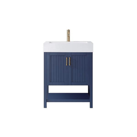 Image of Vinnova Pavia 28” Modern Royal Blue Single Vanity w/ Acrylic under-mount Sink