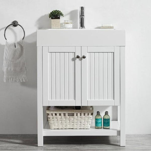 Image of Vinnova Pavia 28” Modern White Single Vanity w/ Acrylic under-mount Sink