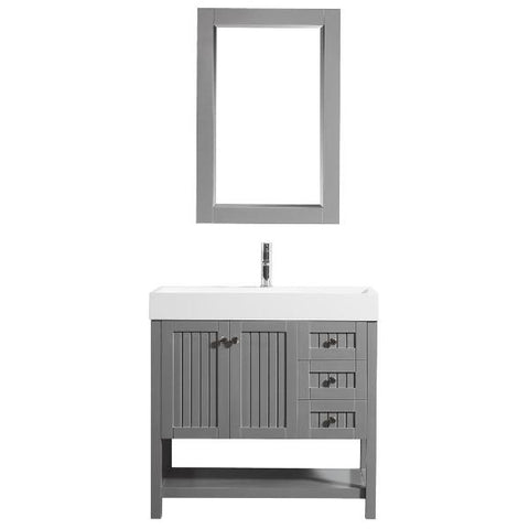 Image of Vinnova Pavia 36” Contemporary Grey Single Vanity Set w/ Acrylic under-mount Sink