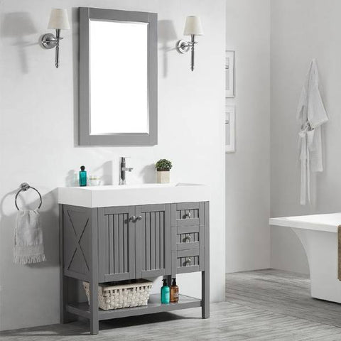 Image of Vinnova Pavia 36” Contemporary Grey Single Vanity Set w/ Acrylic under-mount Sink