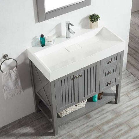 Image of Vinnova Pavia 36” Contemporary Grey Single Vanity Set w/ Acrylic under-mount Sink