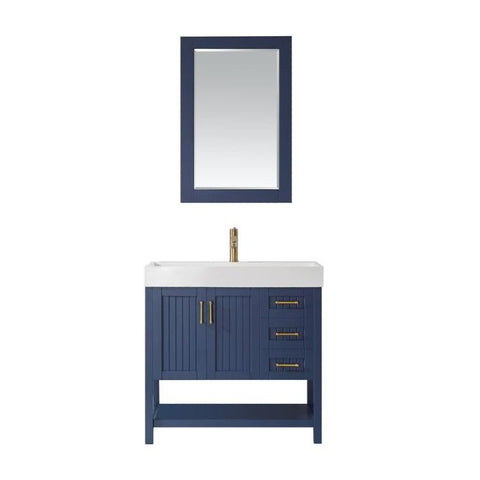 Image of Vinnova Pavia 36” Contemporary Royal Blue Single Vanity Set w/ Acrylic under-mount Sink