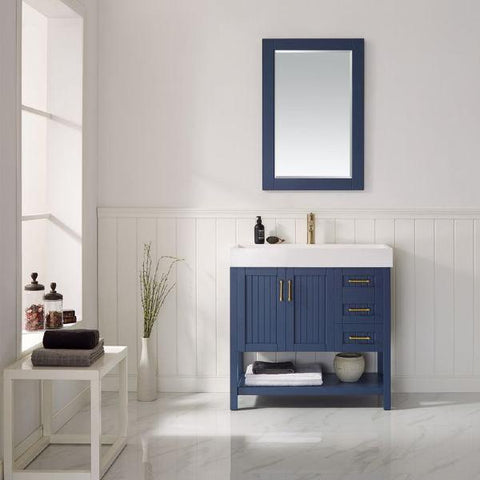 Image of Vinnova Pavia 36” Contemporary Royal Blue Single Vanity Set w/ Acrylic under-mount Sink 755036-RB-WH
