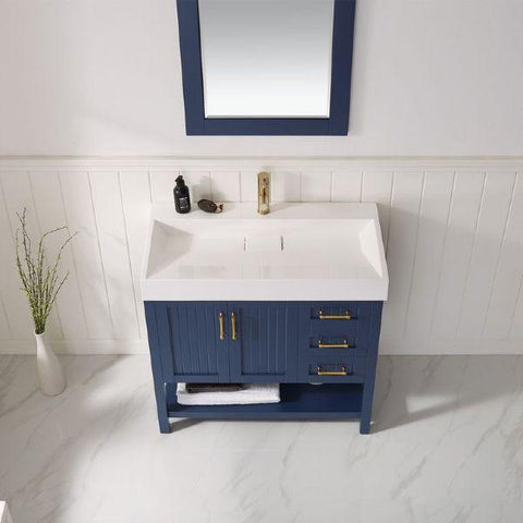 Image of Vinnova Pavia 36” Contemporary Royal Blue Single Vanity Set w/ Acrylic under-mount Sink 755036-RB-WH