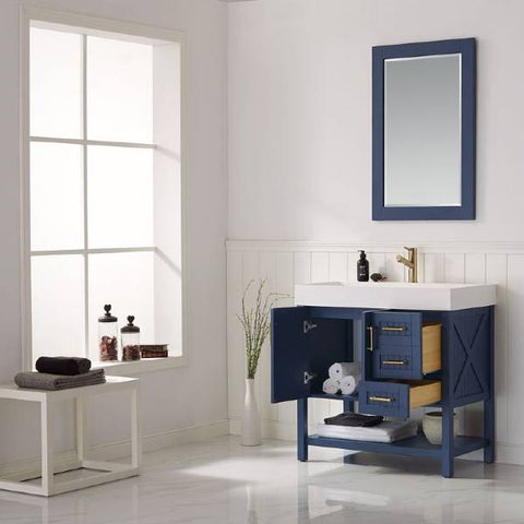 Image of Vinnova Pavia 36” Contemporary Royal Blue Single Vanity Set w/ Acrylic under-mount Sink 755036-RB-WH