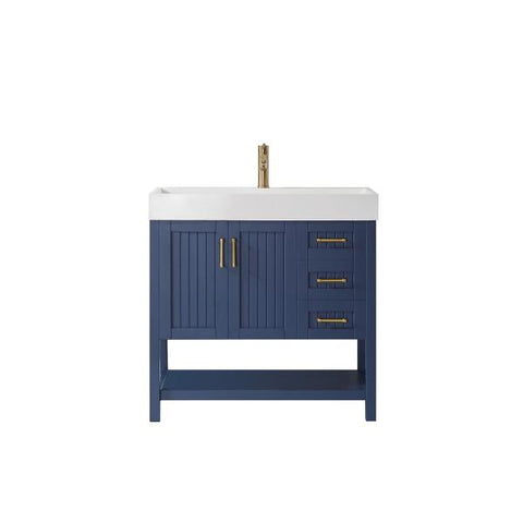 Image of Vinnova Pavia 36” Contemporary Royal Blue Single Vanity with Acrylic under-mount Sink